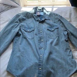 Stylish ripped denim button up